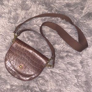 Madewell Brown Leather Croc Bag